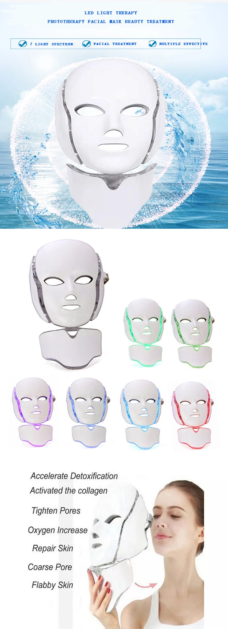 PDT LED Mask Beauty Treatments Wrinkle Pigment Removal LED Light Therapy Face Machine Device